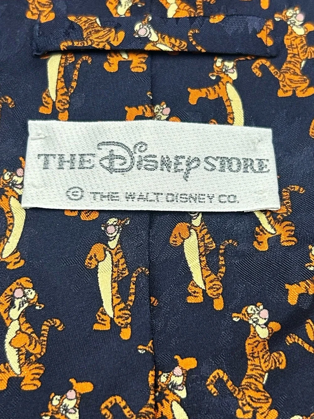 Disney Navy Tie with Orange Tigger Motif Made In Italy